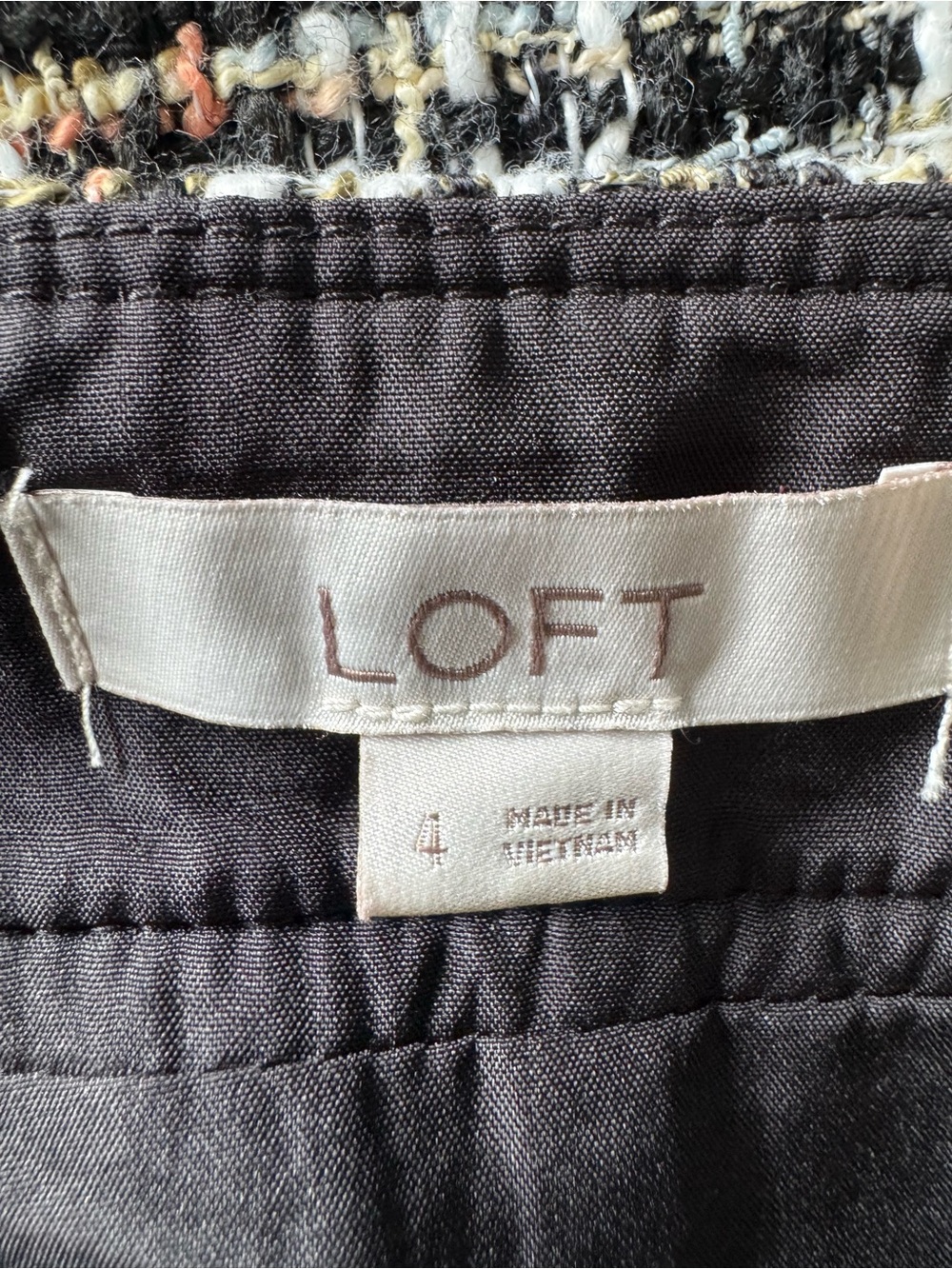 LOFT Black and White Tweed Mini Skirt - Picture 6 of 8